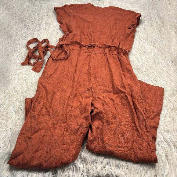 Not Perfect Linen Margeret Wrap Style Slim Leg Jumpsuit - notPERFECTLINEN - Picture 5 of 6